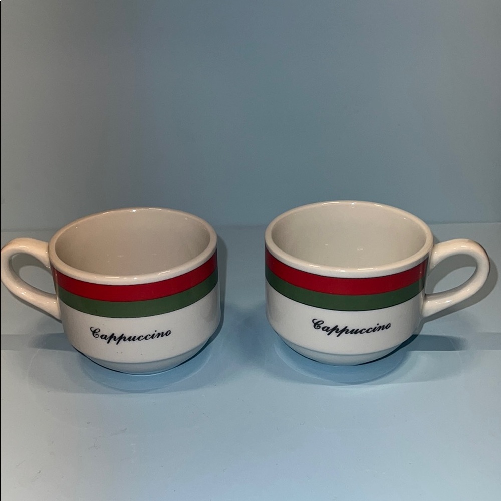 Red and Green Striped Dining Mugs Set of 2
